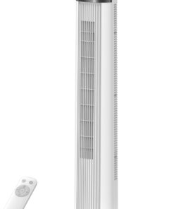 PELONIS 40 inch Bladeless Tower Fan for Bedroom, Standing Fan with Remote Control, 26ft/s, 90° Oscillation, 3 Speed Settings, 27dB, 3 Modes, 15-Hour Timer, LED Display, Fan that Blows Cold Air, White