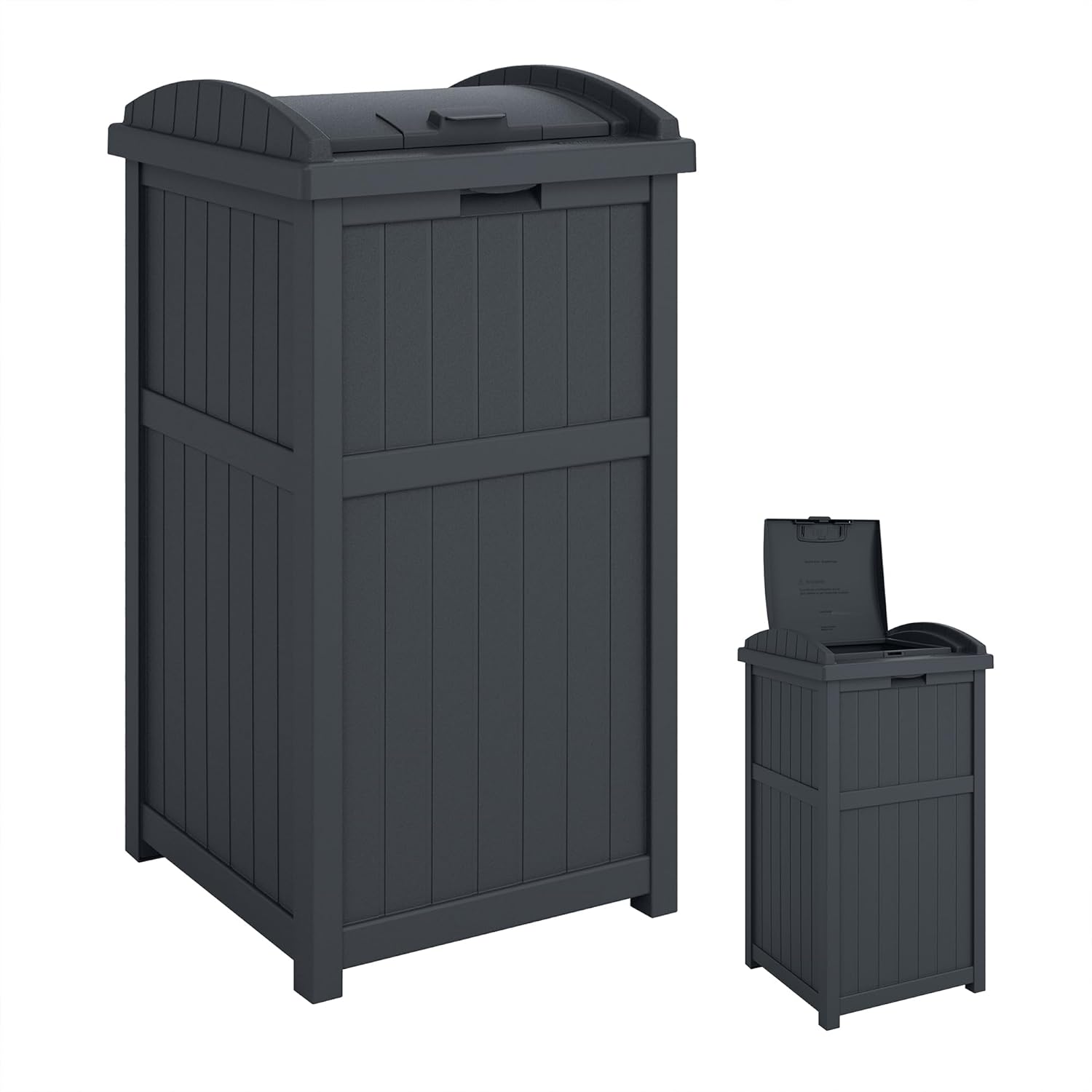 Suncast Outdoor Trash Hideaway, Resin Refuse Container w/Lid, Cyberspace, 30 Gallon Capacity - Stylish Concealed Waste Storage for Patio, Backyard, Deck or Garden, Use 30-33 Gal. Garbage Can Liners Suncast Outdoor Trash Hideaway, Resin Refuse Container w/Lid, Cyberspace, 30 Gallon Capacity - Stylish Concealed Waste Storage for Patio, Backyard, Deck or Garden, Use 30-33 Gal. Garbage Can Liners