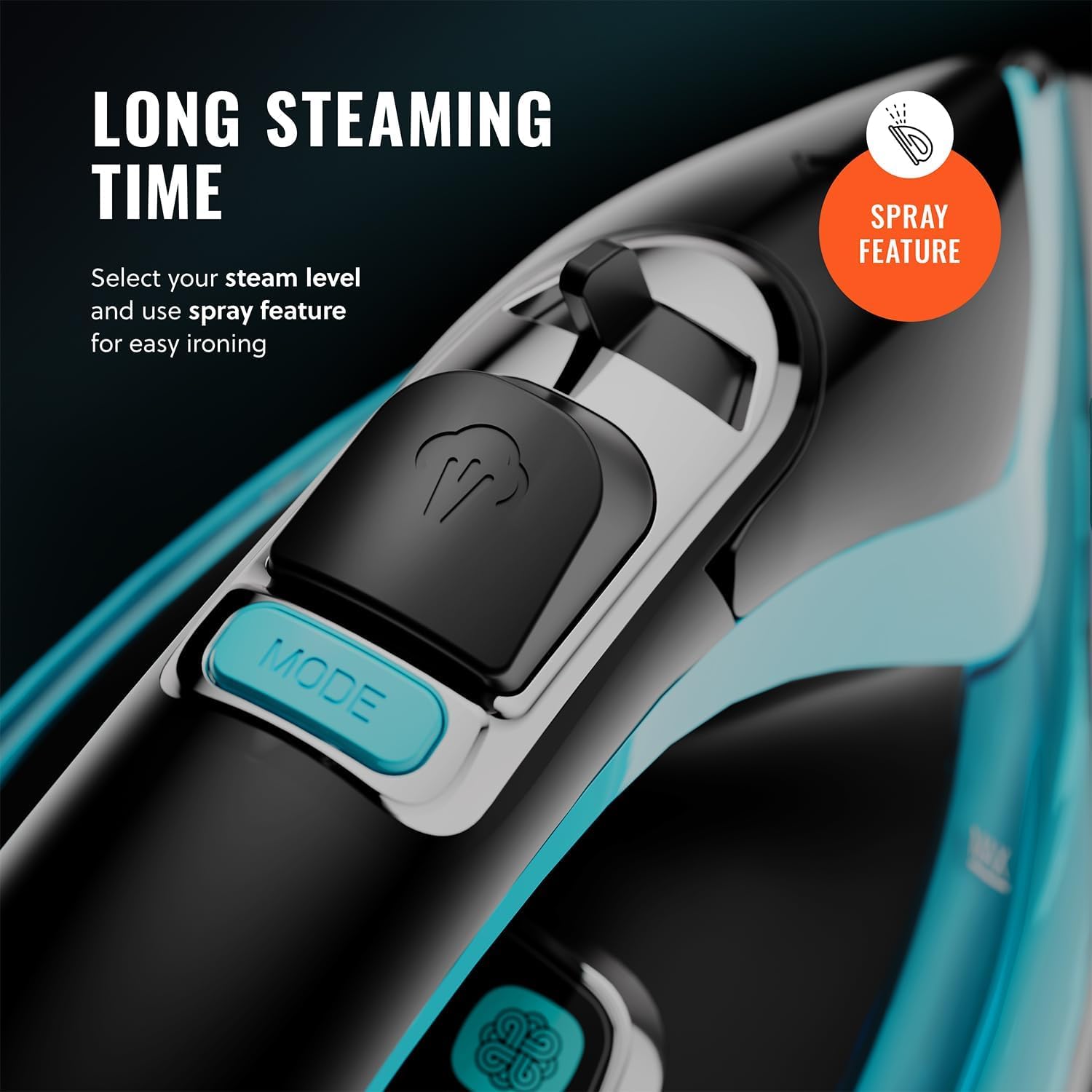 PurSteam SteamTech Elite 1750W Steam Iron, Digital Temp Control & LED Display, Ceramic Soleplate, Adjustable Steam, Self-Clean, Anti-Calc, Anti-Drip, Auto Shut-Off PurSteam SteamTech Elite 1750W Steam Iron, Digital Temp Control & LED Display, Ceramic Soleplate, Adjustable Steam, Self-Clean, Anti-Calc, Anti-Drip, Auto Shut-Off - Image 5