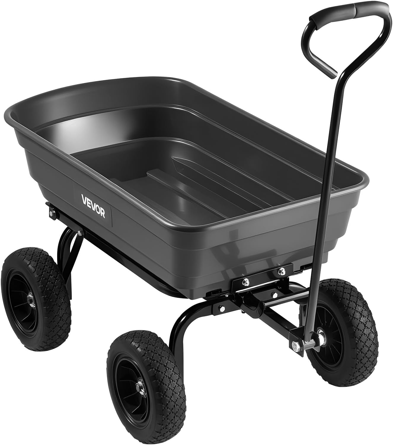VEVOR 4 Cu.Ft 600LBS Poly Garden Cart Dump Wagon, 4 Wheel Heavy Duty Wheelbarrow with 10" Flat Free Tires, Yard Cart Dump Wagon with Quick-Release System VEVOR 4 Cu.Ft 600LBS Poly Garden Cart Dump Wagon, 4 Wheel Heavy Duty Wheelbarrow with 10" Flat Free Tires, Yard Cart Dump Wagon with Quick-Release System - Image 9
