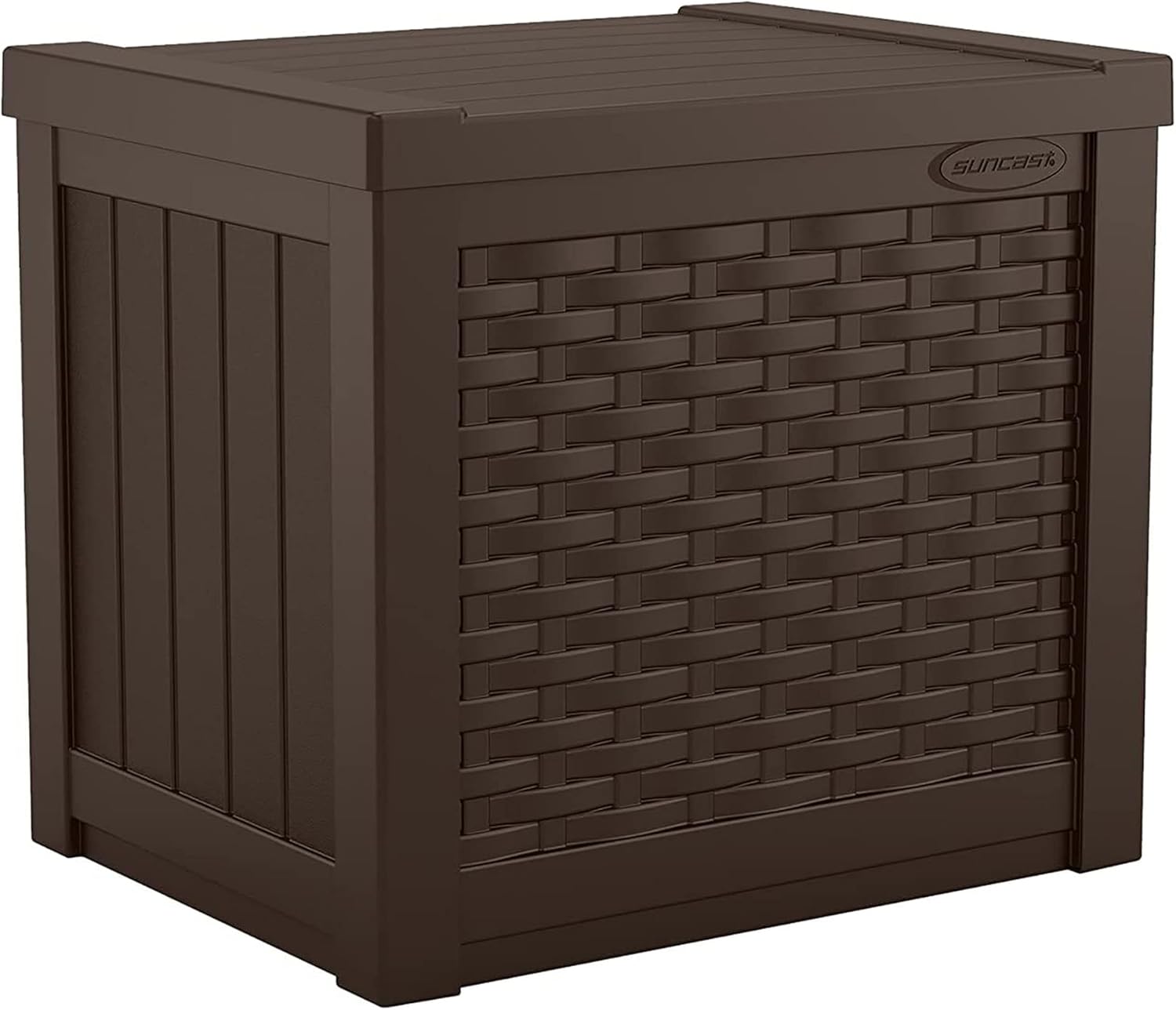 Suncast Small Outdoor Storage Box - 22 Gallon Java Resin Outdoor Deck Box, Flat-Lid Bench Seating, Patio Storage Bin Container for Organizing Tools, Cushions for Porch, Deck, Pool, & Garden Suncast Small Outdoor Storage Box - 22 Gallon Java Resin Outdoor Deck Box, Flat-Lid Bench Seating, Patio Storage Bin Container for Organizing Tools, Cushions for Porch, Deck, Pool, & Garden