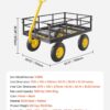 VEVOR 1200 Lbs Steel Garden Cart, Heavy Duty Pullable Garden Wagon Yard Cart, 2 in 1 Outdoor Metal Utility Wagon Yard Trailer with 13" All Terrain Tires, Mesh Removable Sides and 180°Rotating Handle