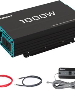 Renogy 1000W Pure Sine Wave Inverter 12V DC to 120V AC Converter for Home, RV, Truck, Off-Grid Solar Power 110V with Built-in 5V/2.1A USB Port, Hardwire Remote Controller