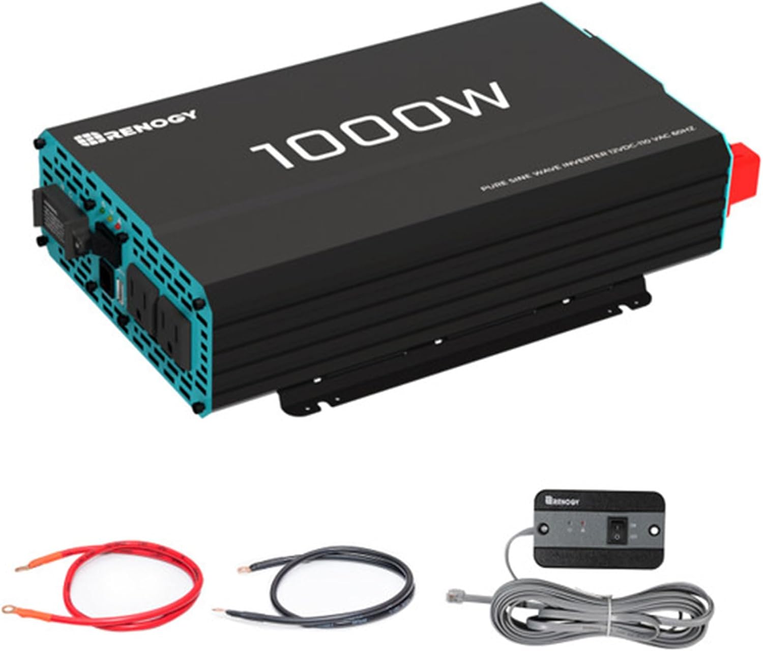 Renogy 1000W Pure Sine Wave Inverter 12V DC to 120V AC Converter for Home, RV, Truck, Off-Grid Solar Power 110V with Built-in 5V/2.1A USB Port, Hardwire Remote Controller Renogy 1000W Pure Sine Wave Inverter 12V DC to 120V AC Converter for Home, RV, Truck, Off-Grid Solar Power 110V with Built-in 5V/2.1A USB Port, Hardwire Remote Controller