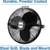 Air King 18-Inch 1/6 HP Industrial Grade High Velocity Multi Mount Fan with 3-Speeds, Pivoting Fan Head, Durable Powder-Coated Steel Blades and Guards, for Industrial & Commercial Spaces, 9318, Black