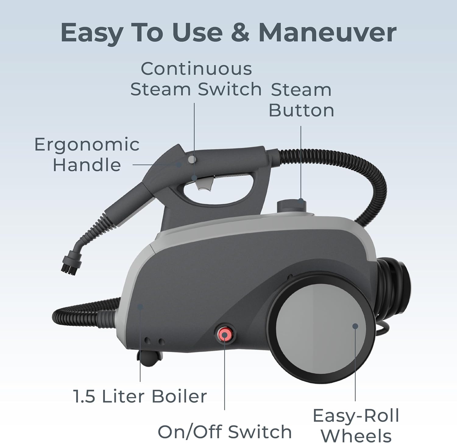 Pure Enrichment PureClean XL Rolling Steam Cleaner – Professional 1.5L Multi-Purpose Heavy Duty Steamer, 17 Accessories, Chemical-Free Deep Cleaning of Floors, Upholstery, Windows, Grout, Cars & More Pure Enrichment PureClean XL Rolling Steam Cleaner – Professional 1.5L Multi-Purpose Heavy Duty Steamer, 17 Accessories, Chemical-Free Deep Cleaning of Floors, Upholstery, Windows, Grout, Cars & More - Image 5