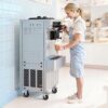 VEVOR Commercial Ice Cream Machine, 20-28L/H Yield 2200W Freestanding Soft Serve Ice Cream Maker with 3-Flavor, 2 x 6L Hoppers, Puffing Pump, Pre-Cooling Low-Mix Alert, Ideal for Snack Dessert Shop