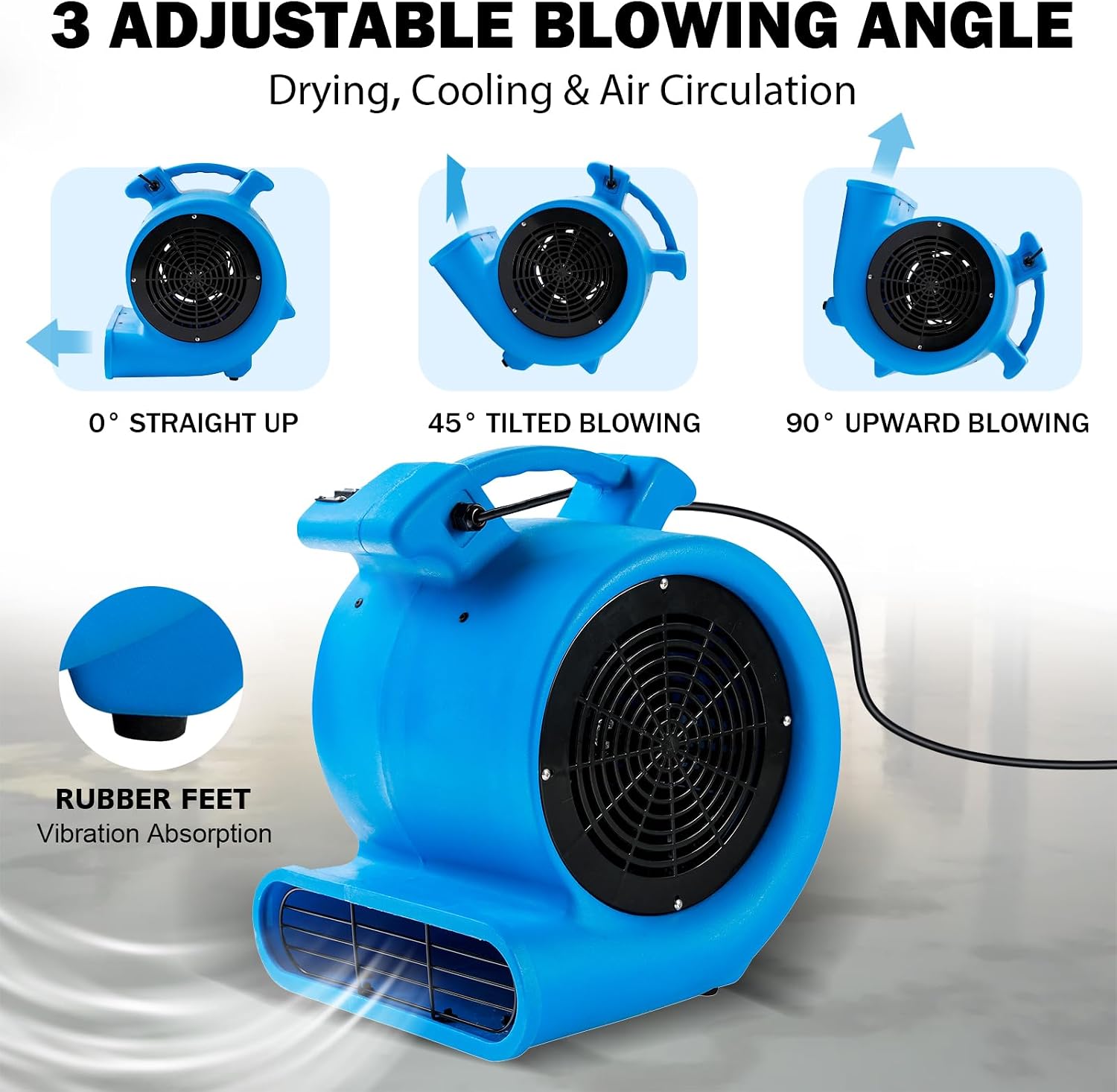 Mounto 1/2hp Air Mover Floor Drying Blower Fan - Powerful 1/2HP Motor Carpet Dryer, 2200 CFM Air Flow, Lightweight Design, 2-Speed Settings for Drying, Cooling & Circulation Mounto 1/2hp Air Mover Floor Drying Blower Fan - Powerful 1/2HP Motor Carpet Dryer, 2200 CFM Air Flow, Lightweight Design, 2-Speed Settings for Drying, Cooling & Circulation - Image 5