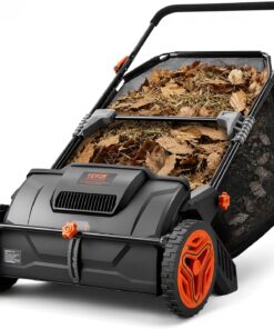 VEVOR Push Lawn Sweeper, 21inch Leaf & Grass Collector, Heavy Duty Thickened Steel Durable to Use with Large Capacity 3.5 cu. ft. Mesh Collection Hopper Bag, 2 Spinning Brushes | Adjustable Brush Height & 2 Spinning Brushes, Manual Yard Sweeper for Leaves, Grass Clippings and Lawn Debris