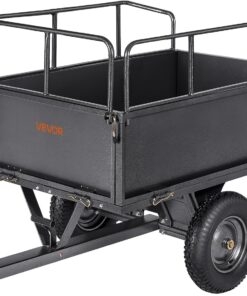 VEVOR Heavy Duty ATV Trailer Tow Behind Dump Cart, 17 Cu.Ft. 600lbs Capacity, Pull Behind Steel Yard Wagon Dump Trailer for Tractor Lawn Mower Garden with 16in Tires