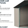 Suncast 8x10 Ft. Outdoor Storage Shed - Large Resin Outdoor Shed with Floor Included, Lockable Double Doors & Skylights. 547 Cu Ft Tremont Garden Resin Sheds for Lawn Tools, Riding Mowers, & Bikes Suncast 8x10 Ft. Outdoor Storage Shed - Large Resin Outdoor Shed with Floor Included, Lockable Double Doors & Skylights. 547 Cu Ft Tremont Garden Resin Sheds for Lawn Tools, Riding Mowers, & Bikes