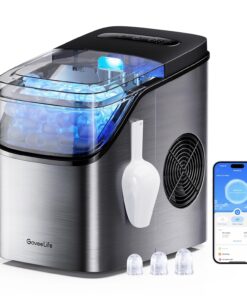 GoveeLife Smart Ice Maker, 9 Ice Cubes in 6 Mins 3 Sizes, 26lbs/Day, Silver | Countertop Ice Maker with App & Voice Control, Self Cleaning, RGB Lights, Portable Ice Machine with Scoop for Kitchen, Party