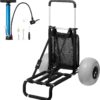 VEVOR Beach Dolly with Big Wheels for Sand, 29.9" x 15.4" Cargo Deck, w/ 12" Balloon Wheels, 165LBS Loading Capacity Folding Sand Cart & 27" to 44.7" Adjustable Height, Heavy Duty Cart for Beach