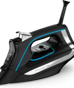 Rowenta, Iron, Smart Temp Stainless Steel Soleplate Steam Iron for Clothes, 380 Microsteam Holes, 1725 Watts Ironing, Auto-Off, Fabric Steamer, Black Clothes Iron, DW3261, Black