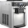 VEVOR Commercial Ice Cream Machine, 20-28L/H Yield, 2200W 3-Flavor Countertop Soft Serve Ice Cream Maker with 2 x 6L Hoppers & Hopper Agitation, Pre-Cooling Self-Cleaning for Snack Dessert Shops
