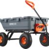 VEVOR 800lbs Poly Dump Garden Cart, Heavy Duty Yard Dump Cart Wagon, 4 Wheel Wheelbarrow with 10in Tires, 180°Rotating Handle, Steel Frame and Quick Release System