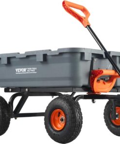 VEVOR 800lbs Poly Dump Garden Cart, Heavy Duty Yard Dump Cart Wagon, 4 Wheel Wheelbarrow with 10in Tires, 180°Rotating Handle, Steel Frame and Quick Release System