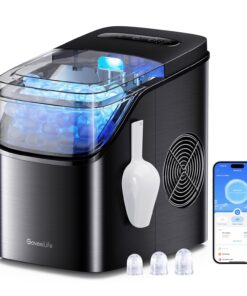 GoveeLife Smart Ice Maker Countertop, Portable Ice Machine with Voice Control, 9 Ice Cubes in 6 Minutes 3 Sizes, 26lbs/24Hrs, Self Cleaning RGB Lights, Quiet Ice Maker with Scoop for Kitchen Black | 9 Ice Cubes in 6 Mins 3 Sizes, Self Cleaning, RGB Lights, Portable Ice Machine with Scoop for Kitchen, Party