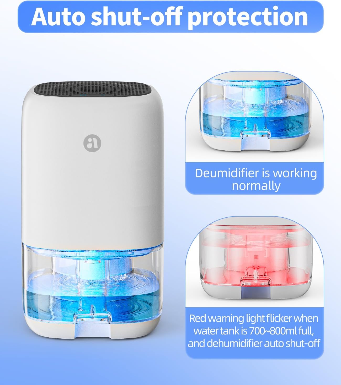 TABYIK 35 OZ Dehumidifier for Bedroom RV, Quiet with Auto Shut Off, White | 280 Sq.Ft Small Dehumidifiers for Home Bathroom Closet, 7 Color Light, 28dB Ultra Quiet, 35OZ Water Tank TABYIK 35 OZ Dehumidifier for Bedroom RV, Quiet with Auto Shut Off, White | 280 Sq.Ft Small Dehumidifiers for Home Bathroom Closet, 7 Color Light, 28dB Ultra Quiet, 35OZ Water Tank - Image 4
