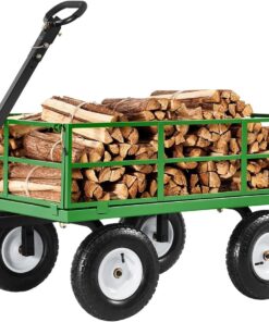 VEVOR 1200 Lbs Steel Garden Cart, Heavy Duty Pullable Garden Wagon Yard Cart, 2 in 1 Outdoor Metal Utility Wagon Yard Trailer with 13" All Terrain Tires, Mesh Removable Sides and 180°Rotating Handle