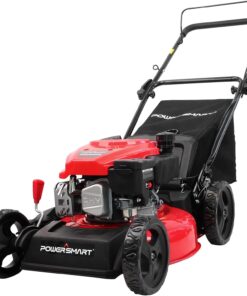 PowerSmart EasyCut 18-Inch Gas Lawn Mower, 144cc 4-Stroke OHV Engine, Push Walk-Behind, 3-in-1 Mulch/Bag/Side Discharge, Steel Deck, 6 Height Adjustment