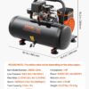 VEVOR Air Compressor, 2 Gallon Steel Tank, 1HP 2.1CFM @ 90PSI Oil Free Air Compressor & Max. 120PSI Pressure, 81dB Ultra Quiet Portable Compressor for Auto Repair, Tire Inflation, Spray Painting, 120V