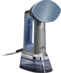 Hamilton Beach Durathon 3-in-1 Travel Steamer for Clothes & Steam Iron | 45 Second Heat-Up with 1700 Watts | 300ml Removable Water Tank | 27 Minutes of Steam | Auto Shutoff | Gray & Blue | 11559