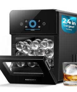 EUHOMY 2.4" Ice Ball Maker Countertop, 3Pcs Ready in 40Mins, 108Pcs/Day, Self-Cleaning Sphere Ice Maker Machine with Crystal Clear Ice, Round Ice Cube Maker for Whiskey & Bourbon