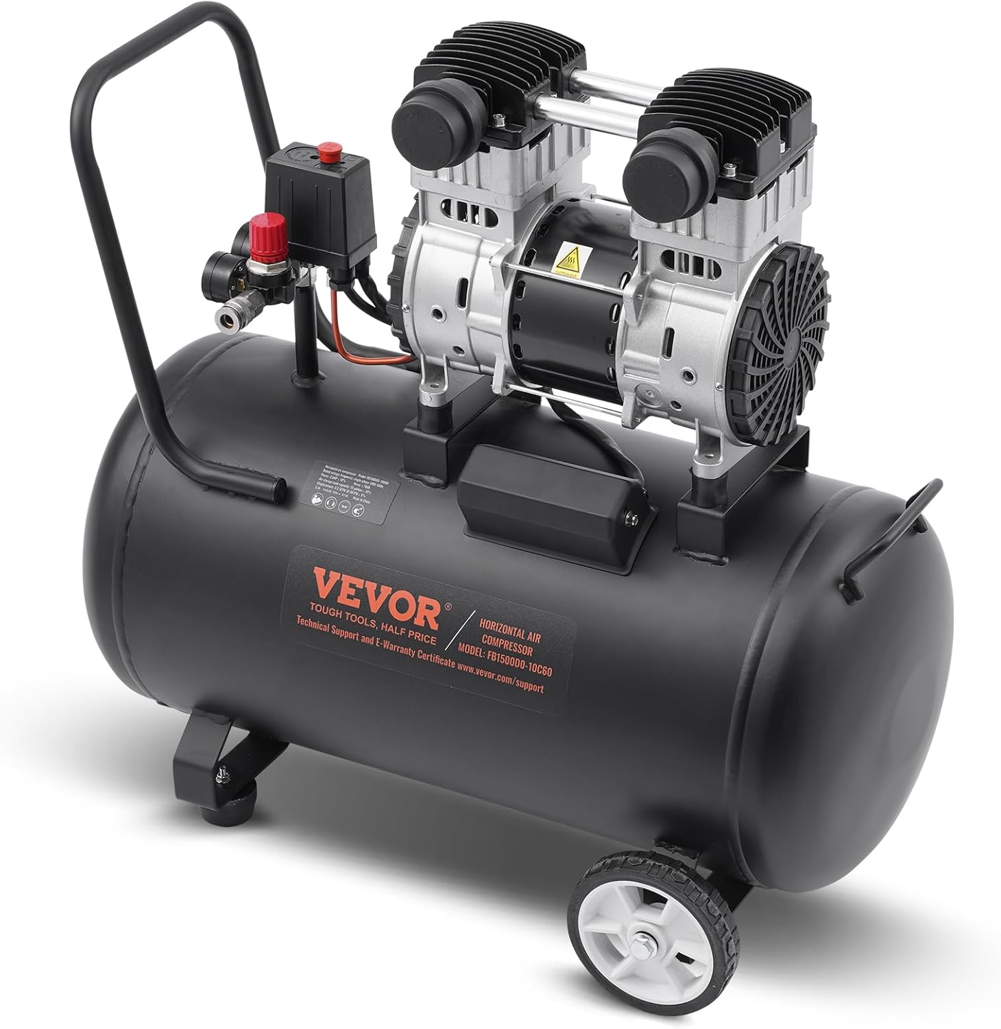 VEVOR Air Compressor, 15 Gallon Steel Tank, 2HP 5.3 CFM@90 PSI Oil Free Air Compressor & Max. 125PSI Pressure, 78dB Ultra Quiet Portable Compressor, for Auto Repair, Tire Inflation, Spray Painting VEVOR Air Compressor, 15 Gallon Steel Tank, 2HP 5.3 CFM@90 PSI Oil Free Air Compressor & Max. 125PSI Pressure, 78dB Ultra Quiet Portable Compressor, for Auto Repair, Tire Inflation, Spray Painting