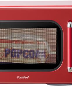COMFEE' Retro Microwave Oven, 0.9 Cu.Ft 900W Countertop, Red | 6 Auto Menus，Multi-stage Cooking, Mute Function, LED Display, for Apartment & Dorm