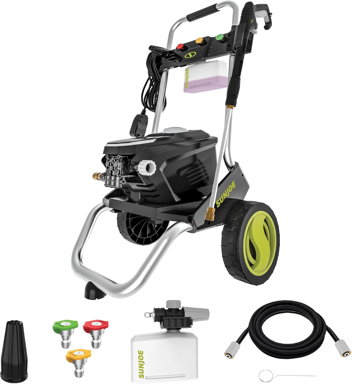 Sun Joe Electric Pressure Washer, 1.1 GPM with Foam Cannon, Turbo Nozzle, 25 Ft Hose, 35 Ft Cord, 13-Amp Power Cleaner for Outdoor Surfaces SPX7000-MAX
