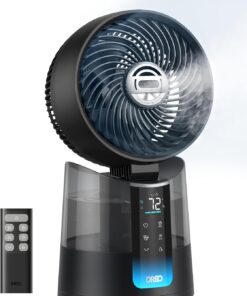 DREO TurboCool Misting Fan 516, 150°+30° Omni-directional Oscillating, Desk Cooling Fan 5℉ Drop, Evaporative air cooler, 26 ft/s Wind, Ultrafine Mist, 20dB, 6 Speeds 2 Modes, Remote Control, Black