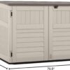 Suncast 5.9 ft. x 3.7 ft Horizontal Stow-Away Storage Shed - Natural Wood-Like Outdoor Storage for Trash Cans and Yard Tools - All-Weather Resin, Hinged Lid, Reinforced Floor - Made in the USA Suncast 5.9 ft. x 3.7 ft Horizontal Stow-Away Storage Shed - Natural Wood-Like Outdoor Storage for Trash Cans and Yard Tools - All-Weather Resin, Hinged Lid, Reinforced Floor - Made in the USA