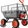 VEVOR 800LBS 7 CU.FT Poly Garden Cart Dump Wagon, Heavy Duty 4 Wheel Wheelbarrow with 10" Flat Free Tires, Yard Cart Dump Wagon with Removable Raised Sides and Quick-Release System