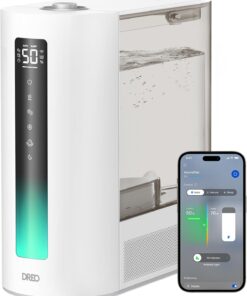 DREO 6L Smart Humidifiers for Bedroom, Warm & Cool Mist for Large Room | 60-Hour Quiet Runtime, 500ML/H Output, Smart Humidity Sensor, Indicator Light, App Control, Works with Alexa & Google, White