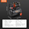 VEVOR 4.8 Gallon Air Compressor, 1.2HP 2.2 CFM@90PSI Oil Free Air Compressor Tank & Max. 116PSI Pressure, 70 dB Ultra Quiet Compressor for Auto Repair, Tire Inflation, Spray Painting, Woodwork Nailing