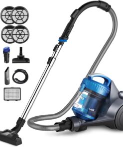 Eureka Bagless Canister Vacuum Cleaner, Lightweight Vac for Carpets and Hard Floors, w/Filter, Blue, Whirlwind NEN110B