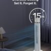 PELONIS 40 inch Bladeless Tower Fan for Bedroom, Standing Fan with Remote Control, 26ft/s, 90° Oscillation, 3 Speed Settings, 27dB, 3 Modes, 15-Hour Timer, LED Display, Fan that Blows Cold Air, White