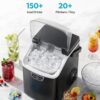 EUHOMY Nugget Ice Maker Countertop with Handle, Ready in 4 Mins, Max 40lbs/24H, Chewable Ice, Self-Cleaning, Portable Sonic Ice Maker with Basket and Scoop, for Home/Party/RV/Camping (Black)