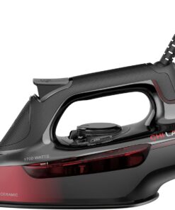 CHI Steam Iron for Clothes with Vertical Steam Burst, Lava Infused Ceramic Soleplate, 300+ Steam Holes, 1700 Watts, 3-Way Auto Shutoff, XL 10' Cord, Black