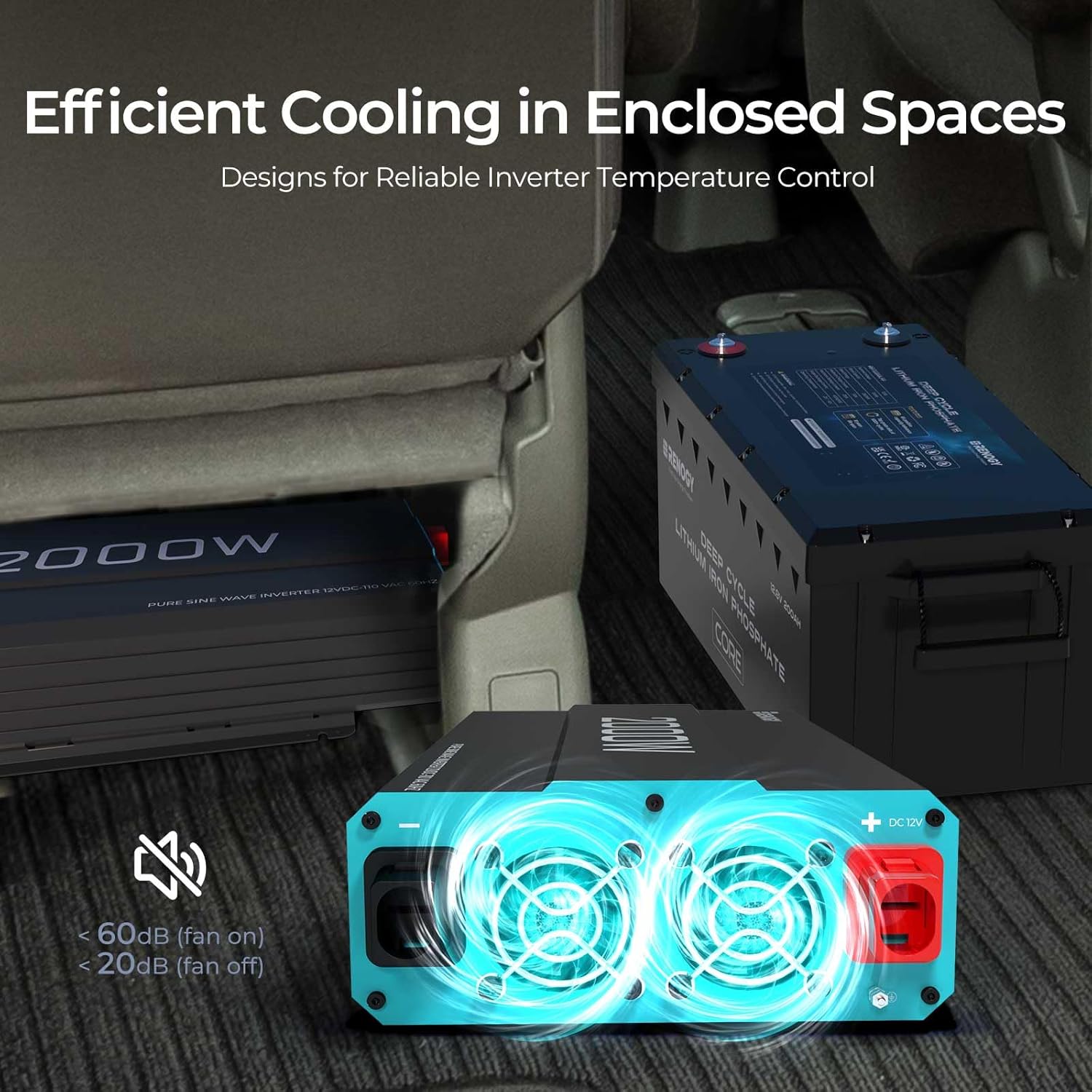 Renogy Inverter P2 2000W Pure Sine Wave Inverter 12V DC to 110V AC Converter, Off-Grid Solar Power Inverters for Vehicles, Truck, RV, Home, with Built-in 5V/2.1A USB / Hardwire Port, Remote Controller Renogy Inverter P2 2000W Pure Sine Wave Inverter 12V DC to 110V AC Converter, Off-Grid Solar Power Inverters for Vehicles, Truck, RV, Home, with Built-in 5V/2.1A USB / Hardwire Port, Remote Controller - Image 4