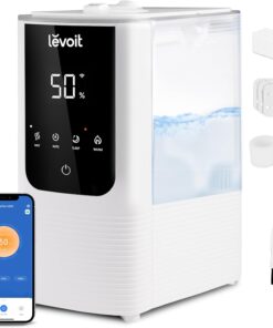 Levoit Humidifiers for Bedroom, Smart Warm and Cool Mist, Symptom Relief | OasisMist 4.5L Top-Fill Tank Runs 45H, Large Room, Auto Customized Humidity, 26dB Quiet, Essential Oil, Easy to Clean, White