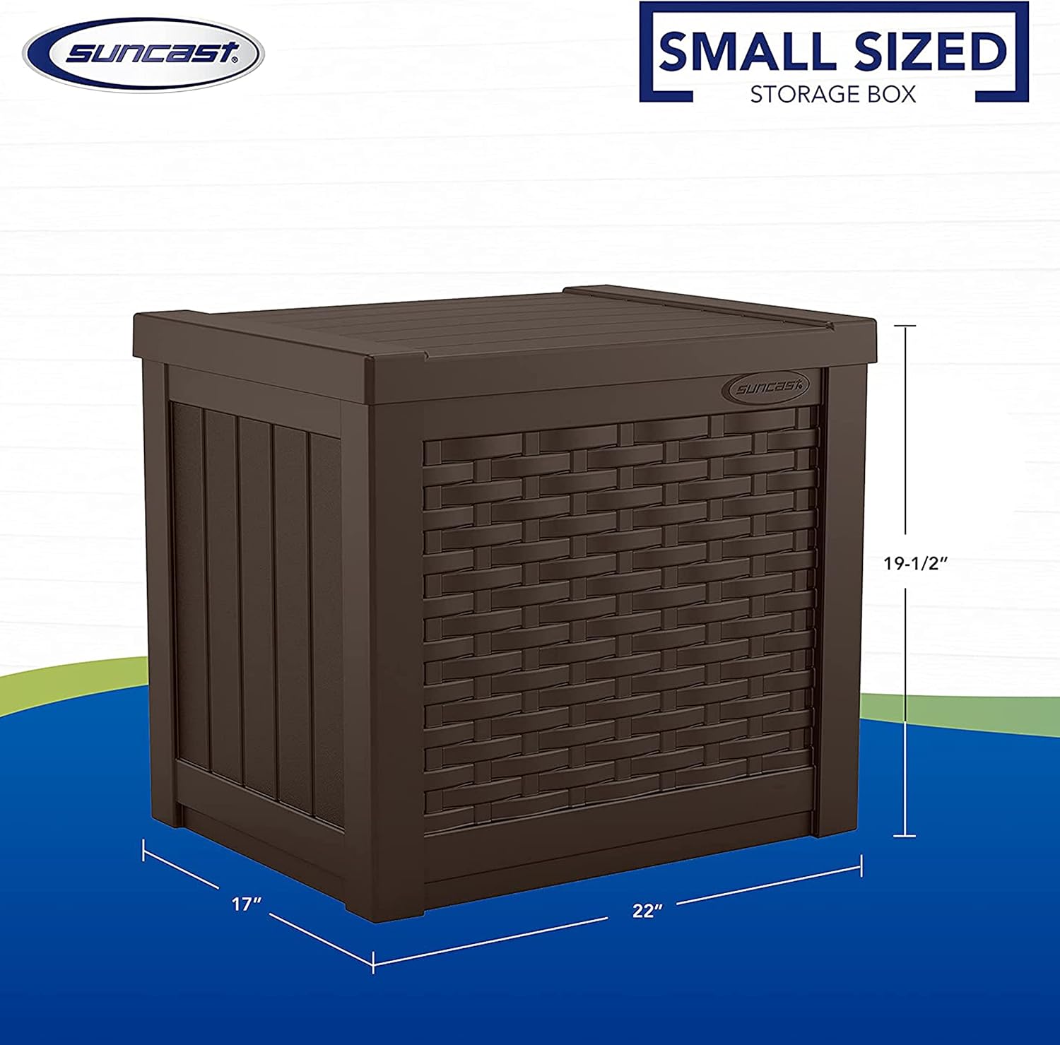 Suncast Small Outdoor Storage Box - 22 Gallon Java Resin Outdoor Deck Box, Flat-Lid Bench Seating, Patio Storage Bin Container for Organizing Tools, Cushions for Porch, Deck, Pool, & Garden Suncast Small Outdoor Storage Box - 22 Gallon Java Resin Outdoor Deck Box, Flat-Lid Bench Seating, Patio Storage Bin Container for Organizing Tools, Cushions for Porch, Deck, Pool, & Garden - Image 6