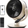 DREO 16''Height 20dB Quiet Smart Fans for Bedroom, DC Room Fan with Remote, 120°+120° Omni-Directional Oscillating Fan, 6 Modes, 9 Speeds, 12H Timer, Alexa/Google/WiFi/Voice Control, Gold