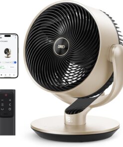 DREO 16''Height 20dB Quiet Smart Fans for Bedroom, DC Room Fan with Remote, 120°+120° Omni-Directional Oscillating Fan, 6 Modes, 9 Speeds, 12H Timer, Alexa/Google/WiFi/Voice Control, Gold