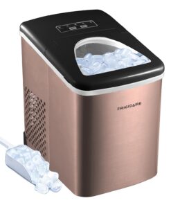 FRIGIDAIRE - Stainless Steel Countertop Ice Maker Machine with 26 lb Capacity | Ice Machine Makes 9 Cubes Every 7-15 Minutes | Portable Ice Maker for Countertop with Ice Shovel & Drain Plug