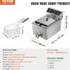 VEVOR Commercial Deep Fryer, 1500W Electric Countertop Fryer with Basket, 11.6Qt / 11L Stainless Steel Single Oil Fryer with Time & Temp Control, Overheat Protection, for Kitchen Restaurant Use