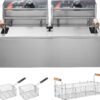 VEVOR Commercial Deep Fryer, 3000W Electric Turkey Fryer with 3 Removable Baskets, Large Capacity 18Qt / 17L Stainless Steel Countertop Single Oil Fryer, for Kitchen Restaurant Use, Silver
