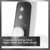 Rowenta, Desk Fan, Turbo Silence Table Fan, 12 Inches, Ultra Quiet Fan for Bedroom, Oscillating, Portable, 4 Speeds, Manual Turn Dial, White, Indoor, VU2730