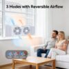 shinic Twin Window Fan with Reversible Airflow, Window Fan with Thermostat and LED Display, 3 Speeds, Remote Control and Foam Sealing Tape Offered, 23.8" - 37" Expandable Width for Home Kitchen Use